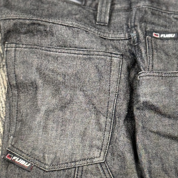 VTG FUBU Dark Gray Men's Relaxed Denim Cargo Jeans 34/34 - Picture 11 of 16